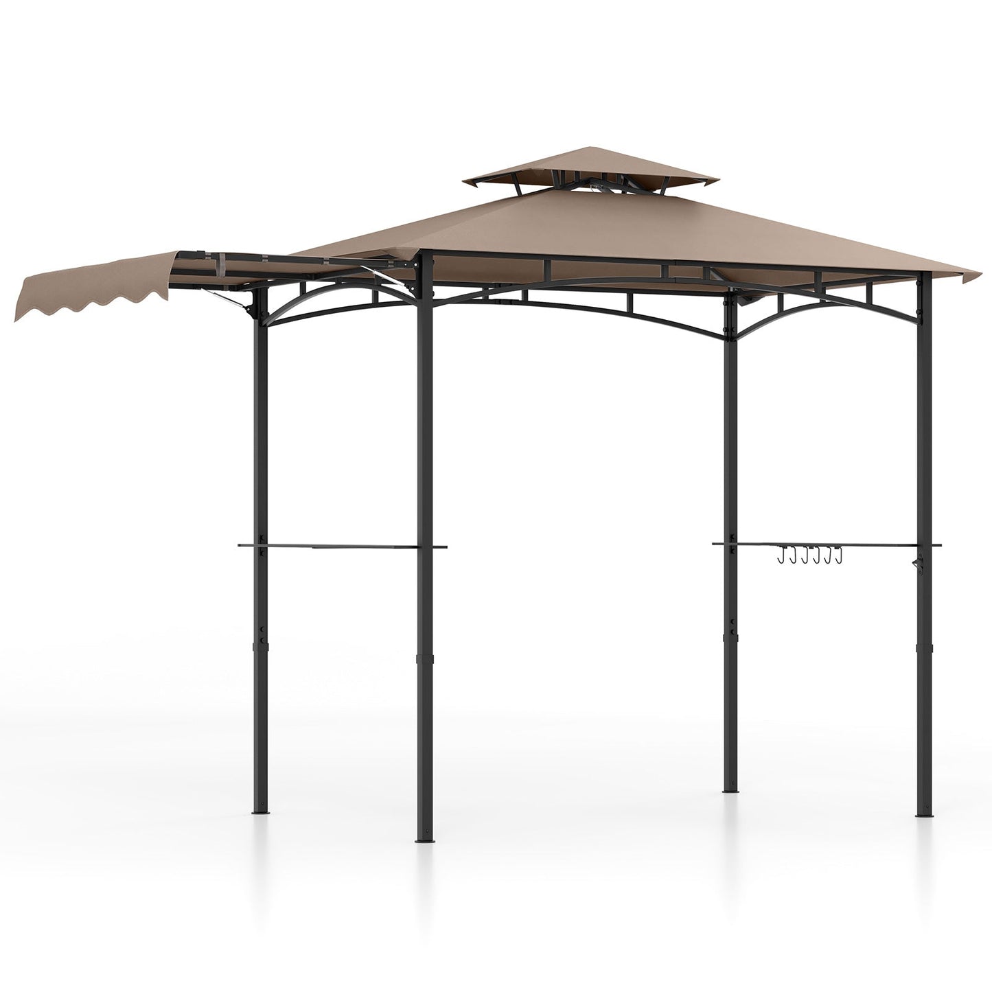 11 x 5 FT Grill Gazebo with Side Awning and Double-Tiered Top