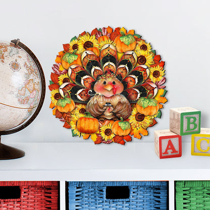 Turkey Holiday Door Wreath - Thanksgiving Halloween Decor by Jamie Mills-Price - 8185305-3H-MP