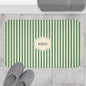 Bonjour GREEN Stripe Bath Mat — Vintage French Bathroom Rug