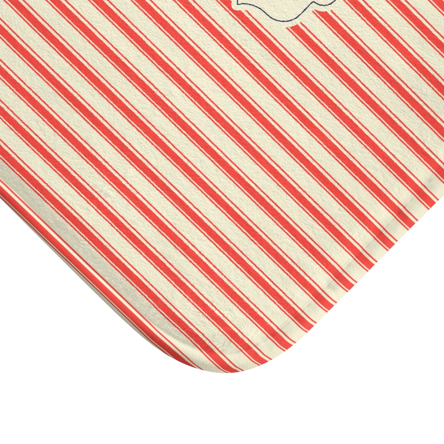 Bonjour RED Stripe Bath Mat — Vintage French Bathroom Rug