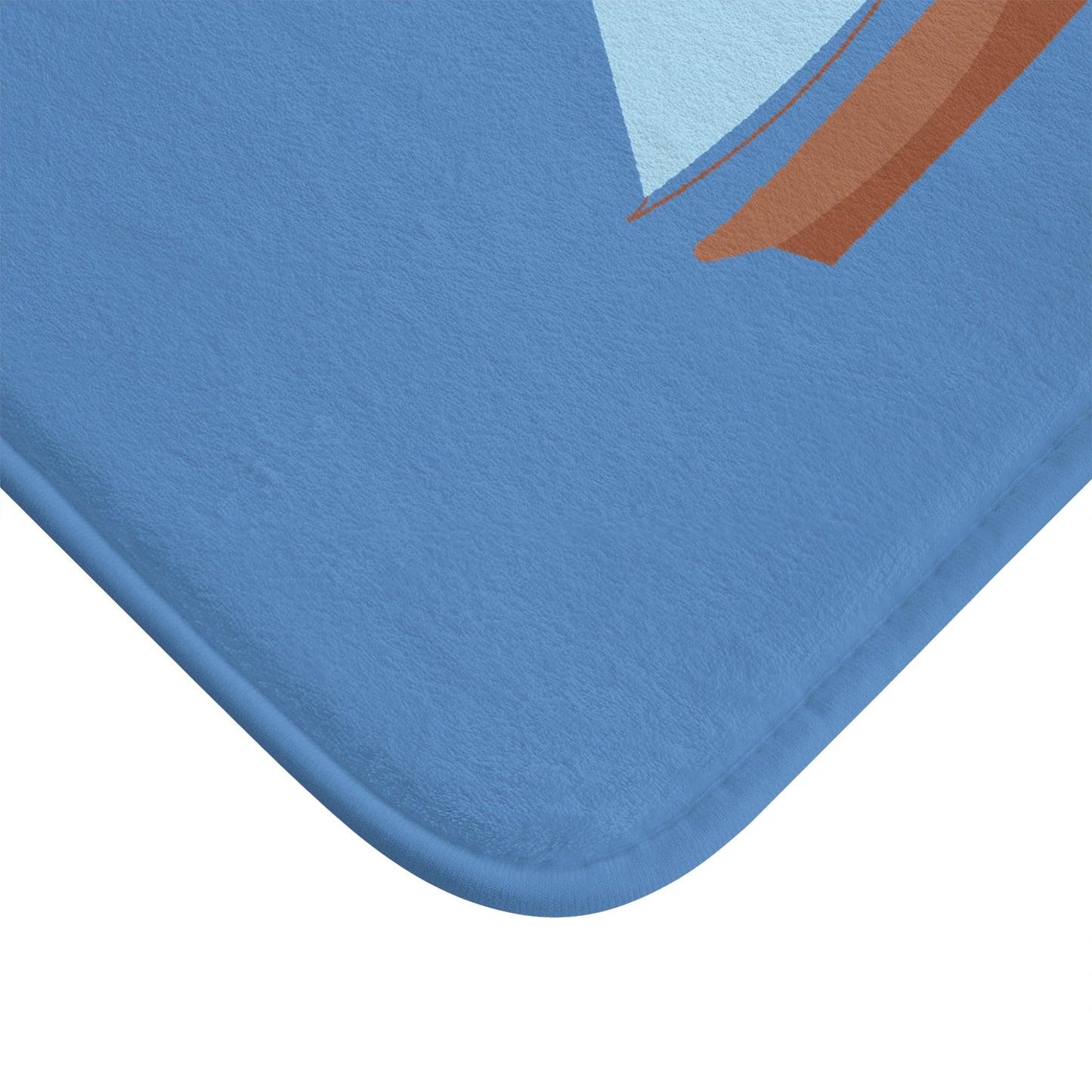 Nautical Vintage Sailboat Bath Mat, FRENCH BLUE — Soft Coastal Bathroom Rug