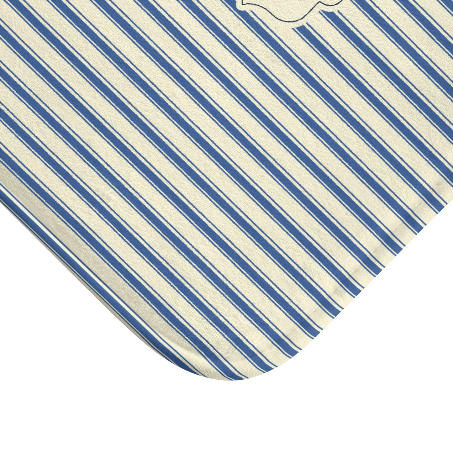 Bonjour FRENCH BLUE Stripe Bath Mat — Vintage French Bathroom Rug