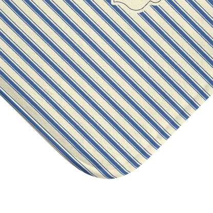 Bonjour FRENCH BLUE Stripe Bath Mat — Vintage French Bathroom Rug
