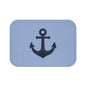 Nautical Anchor Bath Mat — Coastal Slate Blue Bathroom Rug