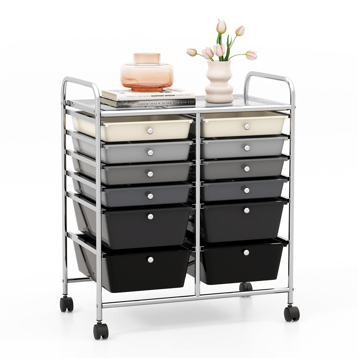 12 Storage Drawer Organizer Bins Rolling Cart