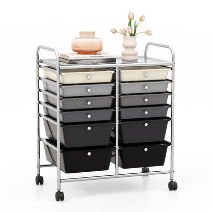12 Storage Drawer Organizer Bins Rolling Cart