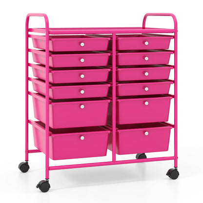 12 Storage Drawer Organizer Bins Rolling Cart