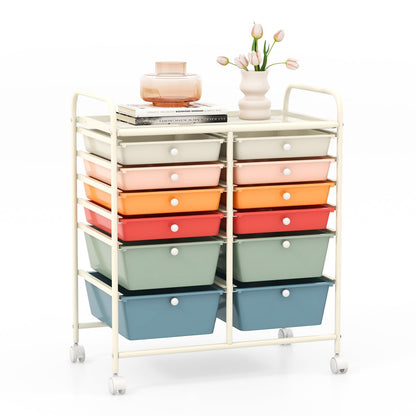 12 Storage Drawer Organizer Bins Rolling Cart