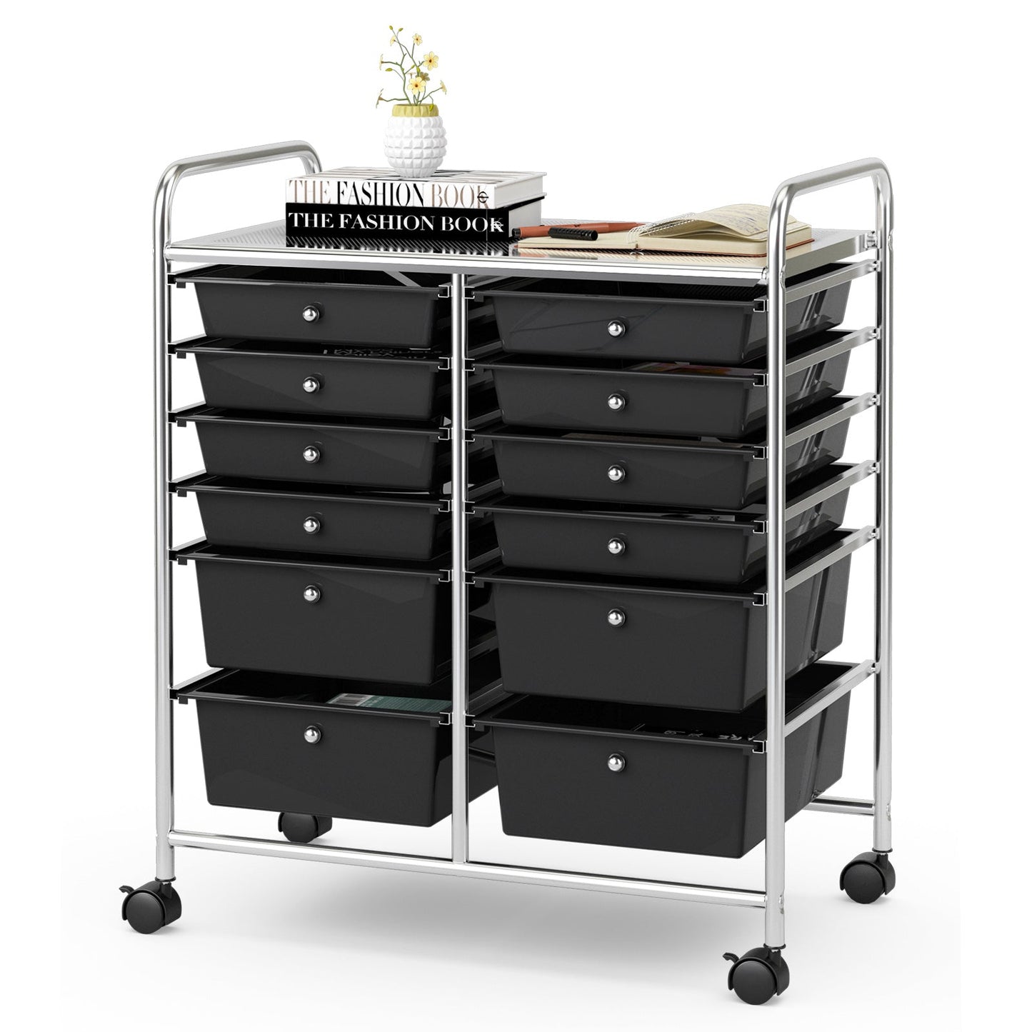12 Storage Drawer Organizer Bins Rolling Cart