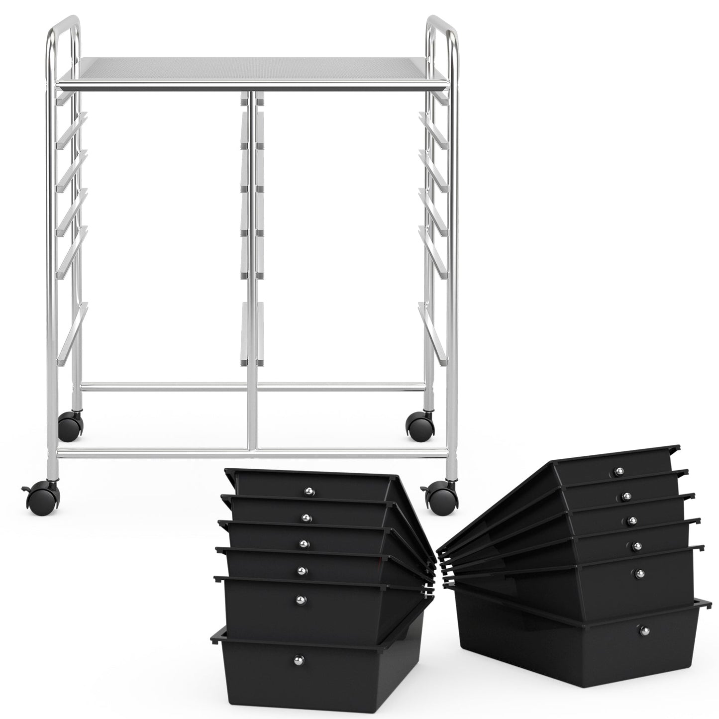 12 Storage Drawer Organizer Bins Rolling Cart