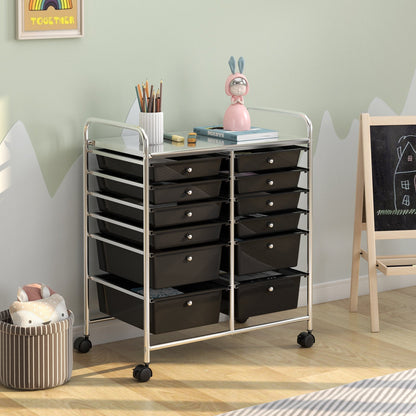 12 Storage Drawer Organizer Bins Rolling Cart