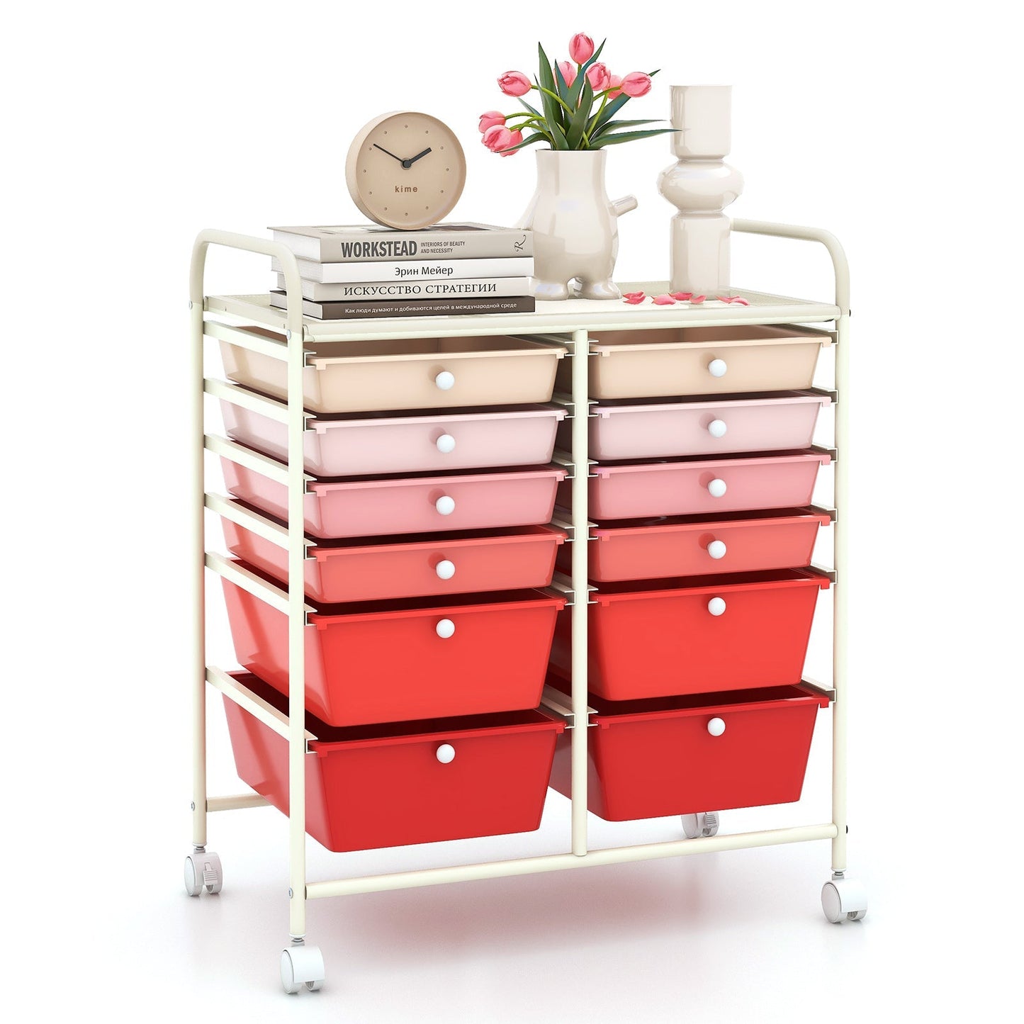 12 Storage Drawer Organizer Bins Rolling Cart
