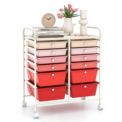 12 Storage Drawer Organizer Bins Rolling Cart
