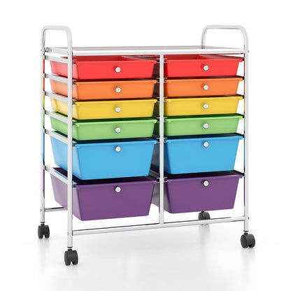 12 Storage Drawer Organizer Bins Rolling Cart