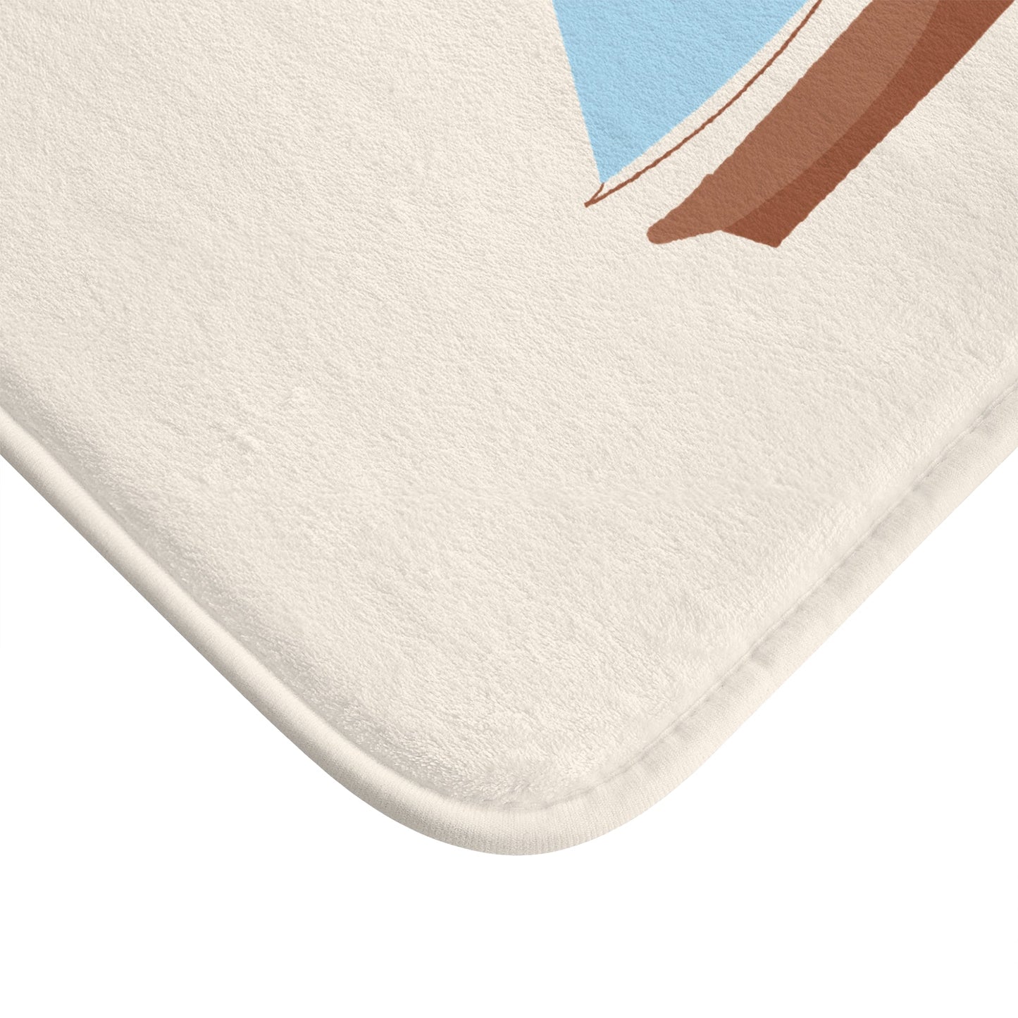 Nautical Vintage Sailboat Bath Mat, CREAM — Soft Coastal Bathroom Rug