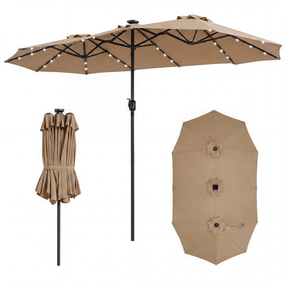 13 FT Double-Sided Patio Umbrella with 36 LED Lights