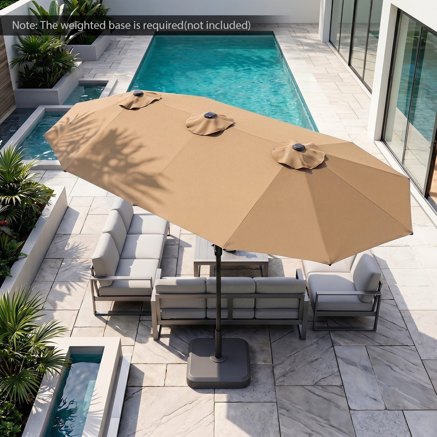 13 FT Double-Sided Patio Umbrella with 36 LED Lights