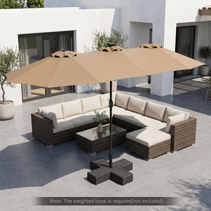 13 FT Double-Sided Patio Umbrella with 36 LED Lights