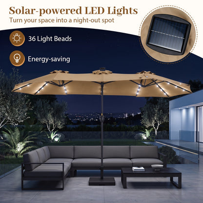 13 FT Double-Sided Patio Umbrella with 36 LED Lights