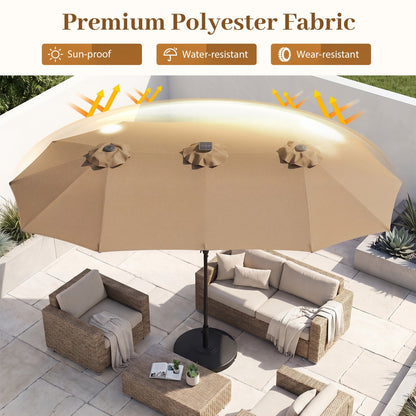 13 FT Double-Sided Patio Umbrella with 36 LED Lights