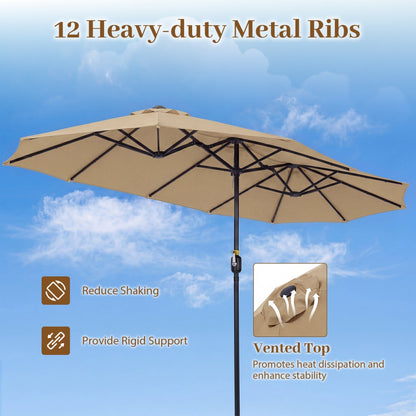 13 FT Double-Sided Patio Umbrella with 36 LED Lights