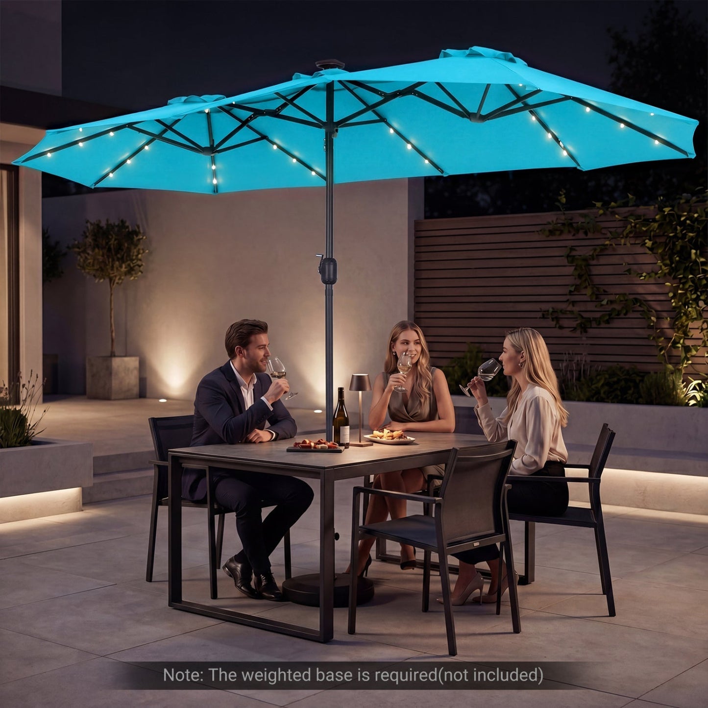 13 FT Double-Sided Patio Umbrella with 36 LED Lights