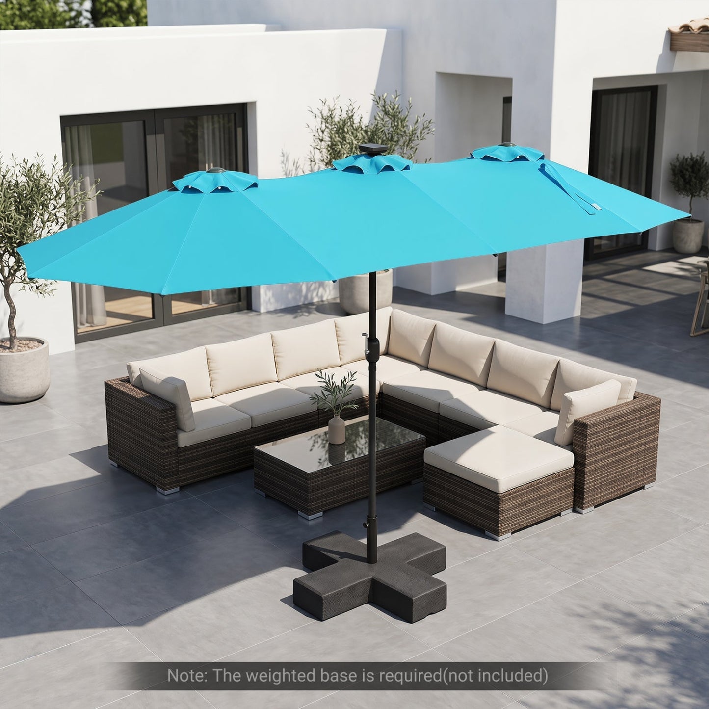 13 FT Double-Sided Patio Umbrella with 36 LED Lights