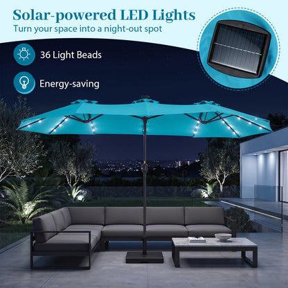 13 FT Double-Sided Patio Umbrella with 36 LED Lights
