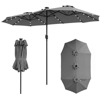 13 FT Double-Sided Patio Umbrella with 36 LED Lights