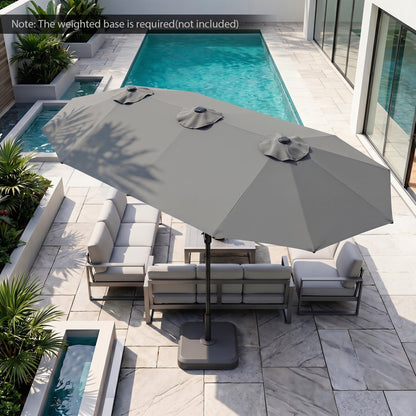 13 FT Double-Sided Patio Umbrella with 36 LED Lights