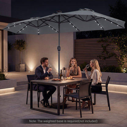 13 FT Double-Sided Patio Umbrella with 36 LED Lights