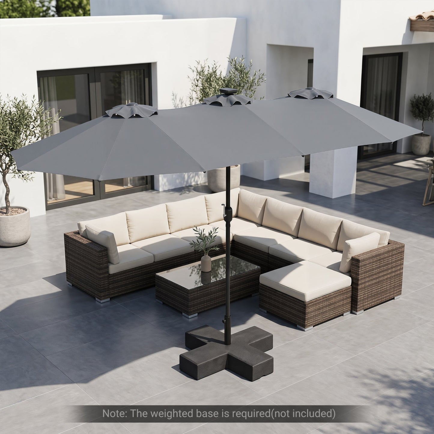 13 FT Double-Sided Patio Umbrella with 36 LED Lights