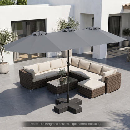 13 FT Double-Sided Patio Umbrella with 36 LED Lights