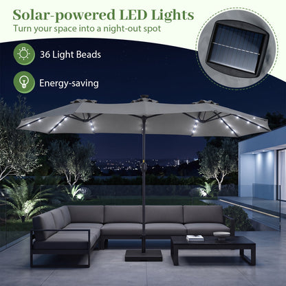 13 FT Double-Sided Patio Umbrella with 36 LED Lights