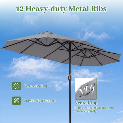 13 FT Double-Sided Patio Umbrella with 36 LED Lights