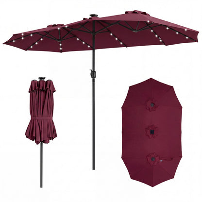 13 FT Double-Sided Patio Umbrella with 36 LED Lights