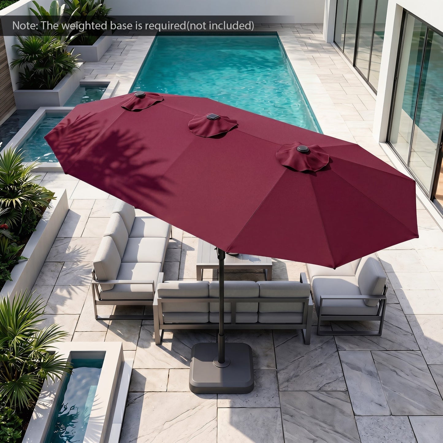 13 FT Double-Sided Patio Umbrella with 36 LED Lights