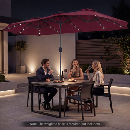 13 FT Double-Sided Patio Umbrella with 36 LED Lights