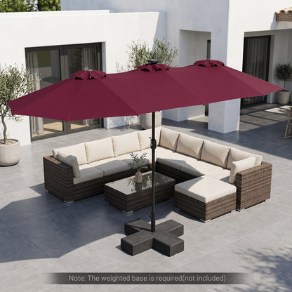 13 FT Double-Sided Patio Umbrella with 36 LED Lights