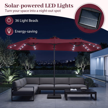 13 FT Double-Sided Patio Umbrella with 36 LED Lights