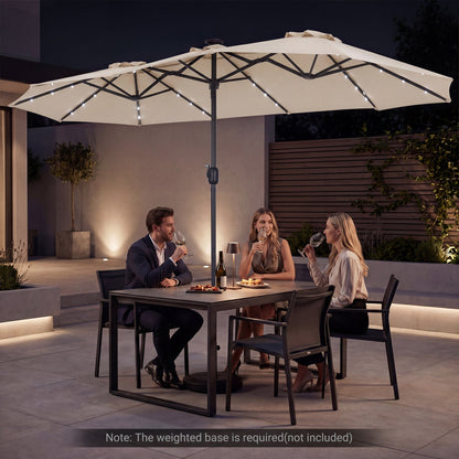 13 FT Double-Sided Patio Umbrella with 36 LED Lights