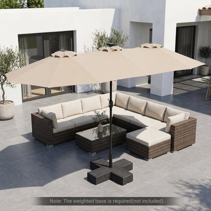 13 FT Double-Sided Patio Umbrella with 36 LED Lights