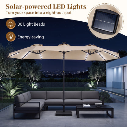 13 FT Double-Sided Patio Umbrella with 36 LED Lights