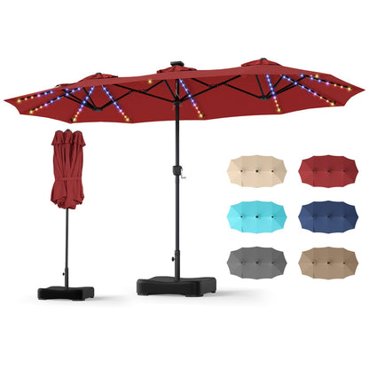 13 FT Double-Sided Patio Umbrella with 108 LED Lights & Base