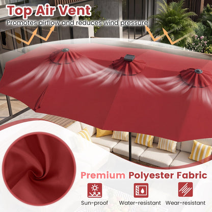 13 FT Double-Sided Patio Umbrella with 108 LED Lights & Base