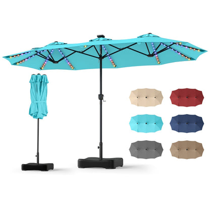 13 FT Double-Sided Patio Umbrella with 108 LED Lights & Base