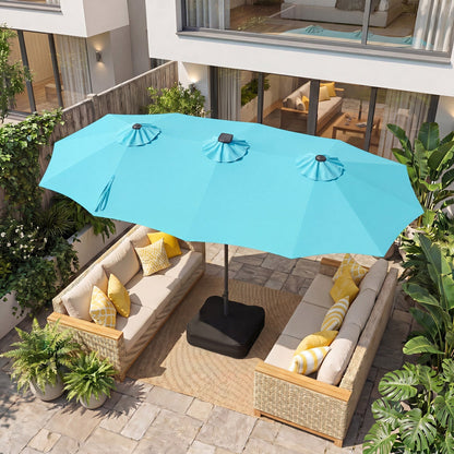 13 FT Double-Sided Patio Umbrella with 108 LED Lights & Base