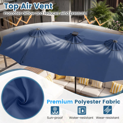 13 FT Double-Sided Patio Umbrella with 108 LED Lights & Base