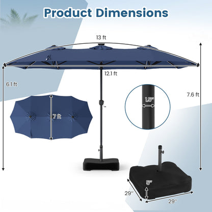 13 FT Double-Sided Patio Umbrella with 108 LED Lights & Base