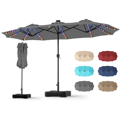 13 FT Double-Sided Patio Umbrella with 108 LED Lights & Base